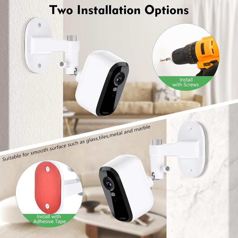 ALERTCAM 2Pack Adjustable Mount for Arlo Essential 2K Indoor/Outdoor(2nd Generation), for Arlo Pro 5S/Pro 4/Pro 3/Pro 2/Pro/Arlo Ultra2/Ultra/Arlo Essential Spotlight Camera, No-Drill Security Wall Mount - Image 5